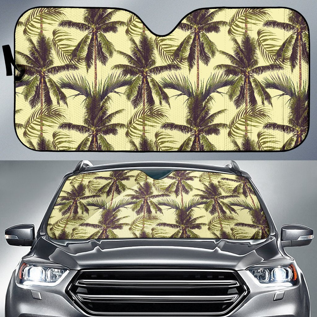 Vintage Palm Tree Pattern Print Car Sun Shade