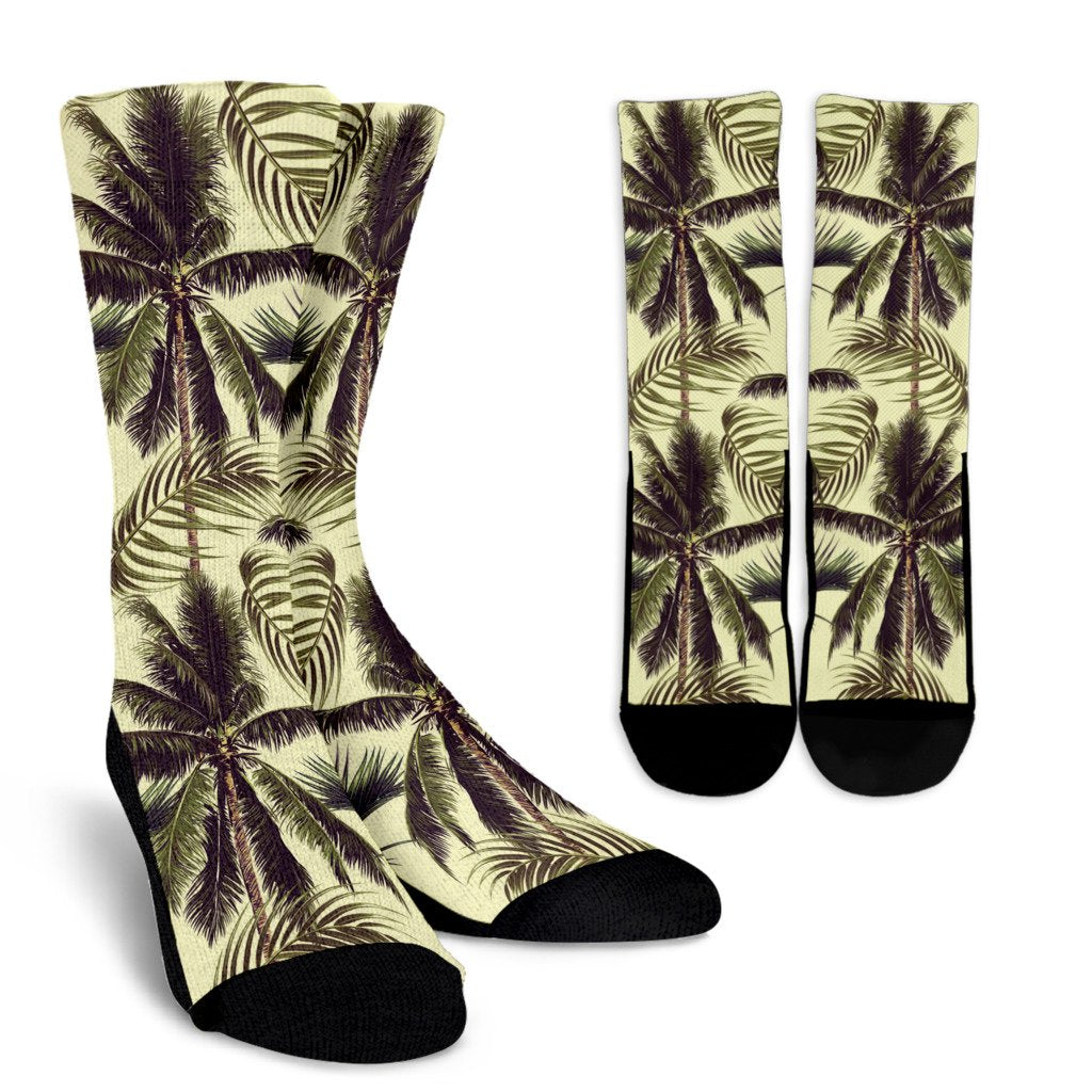 Vintage Palm Tree Pattern Print Crew Socks