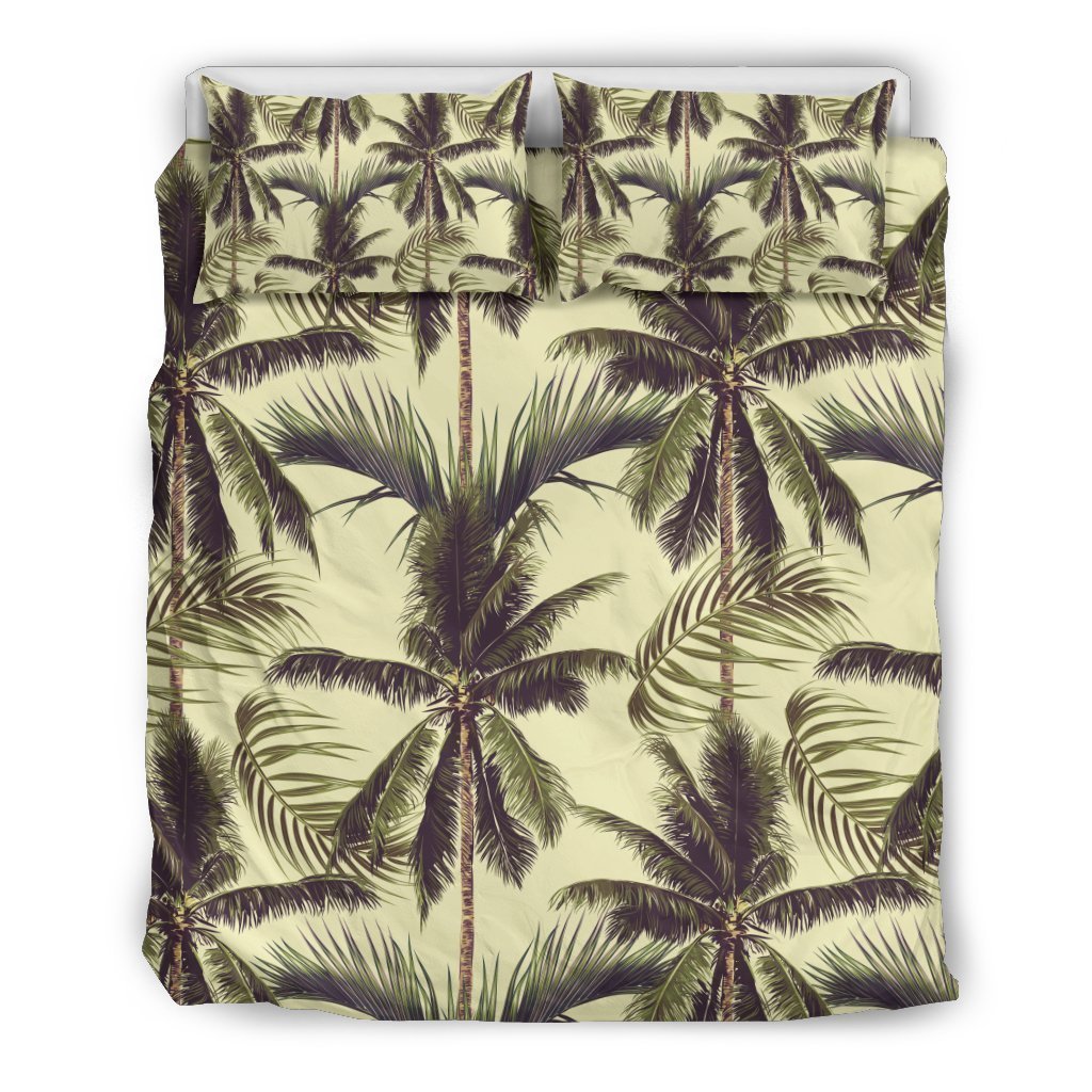 Vintage Palm Tree Pattern Print Duvet Cover Bedding Set