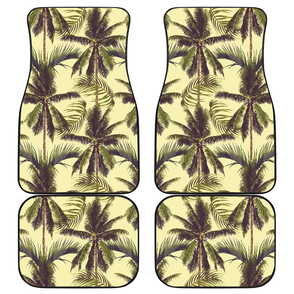 Vintage Palm Tree Pattern Print Front and Back Car Floor Mats