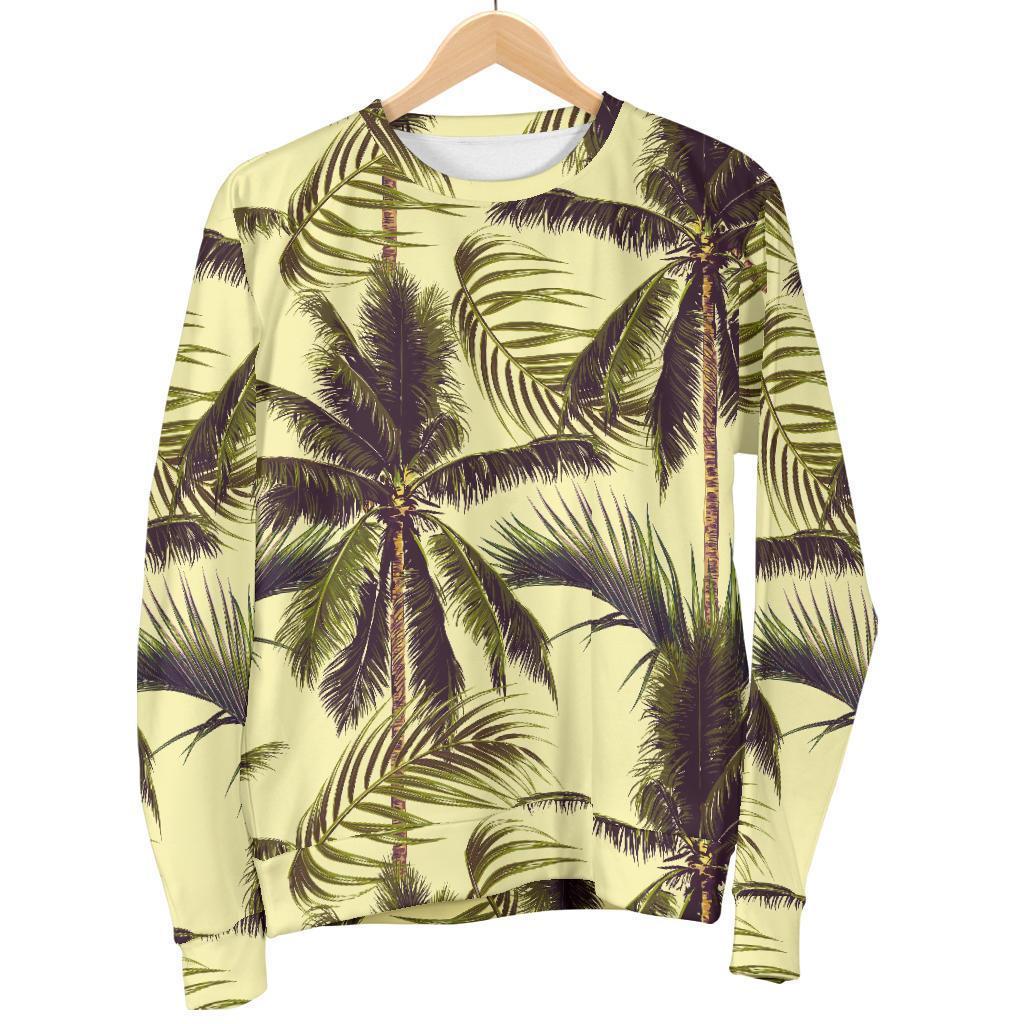 Vintage Palm Tree Pattern Print Men's Crewneck Sweatshirt