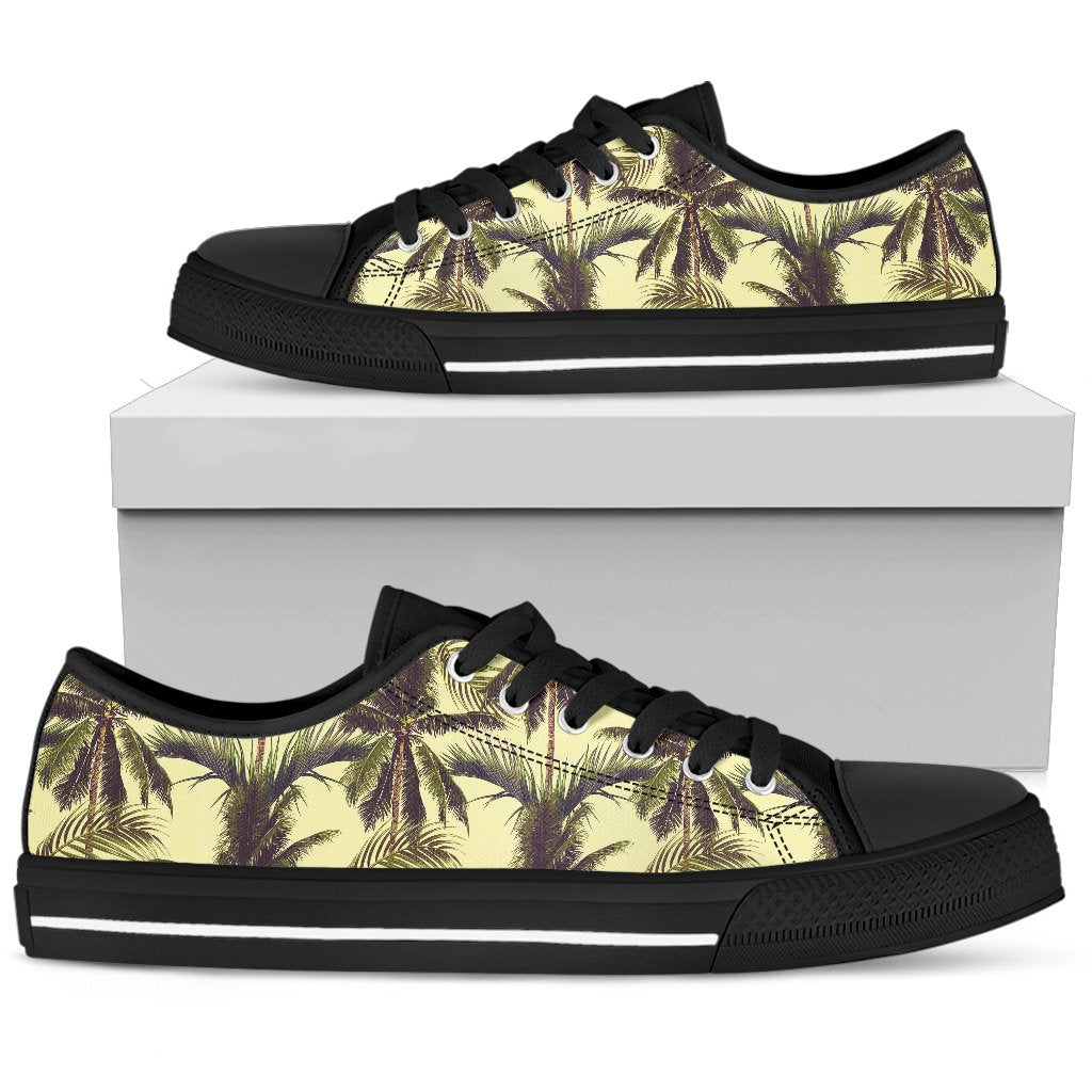 Vintage Palm Tree Pattern Print Men's Low Top Shoes