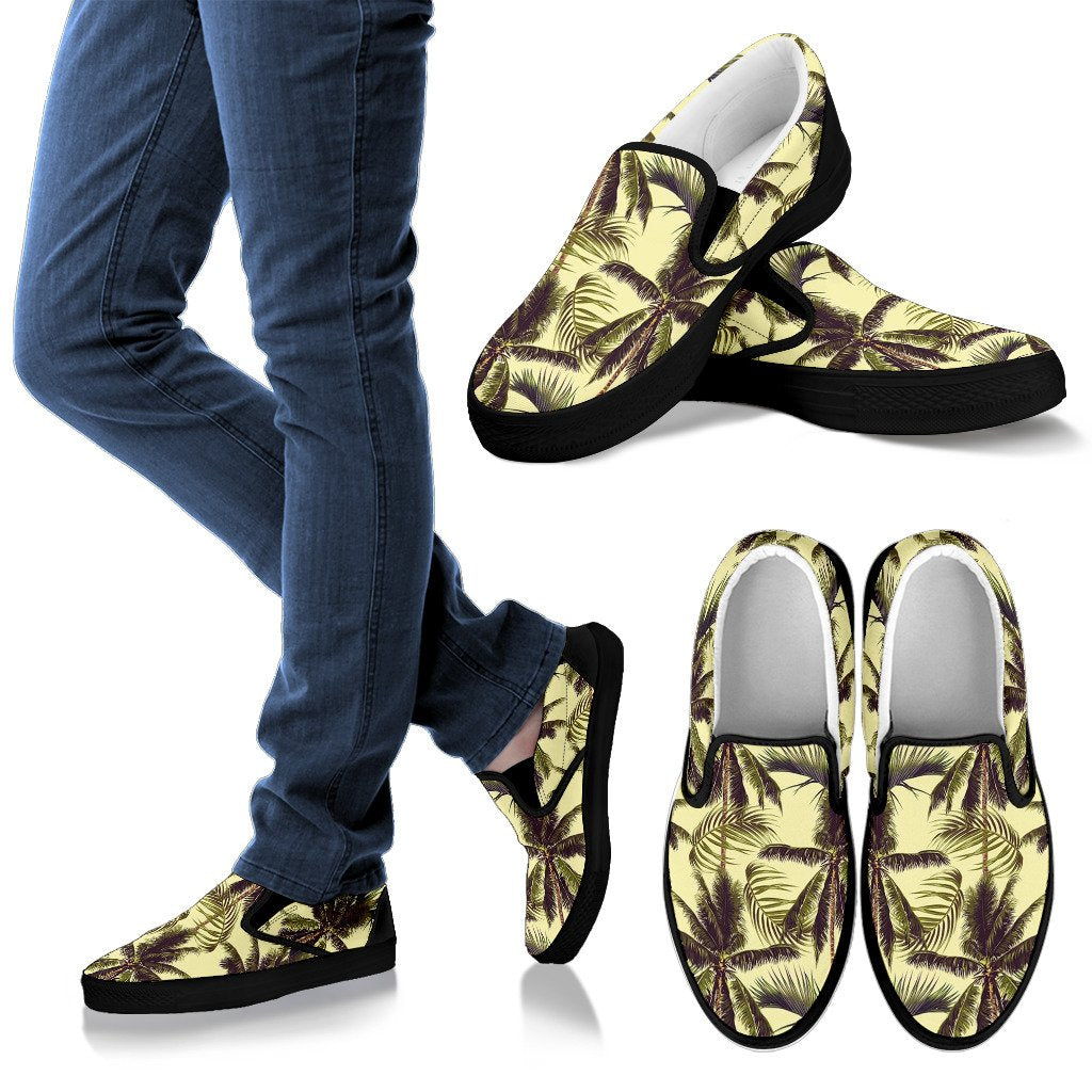 Vintage Palm Tree Pattern Print Men's Slip On Shoes