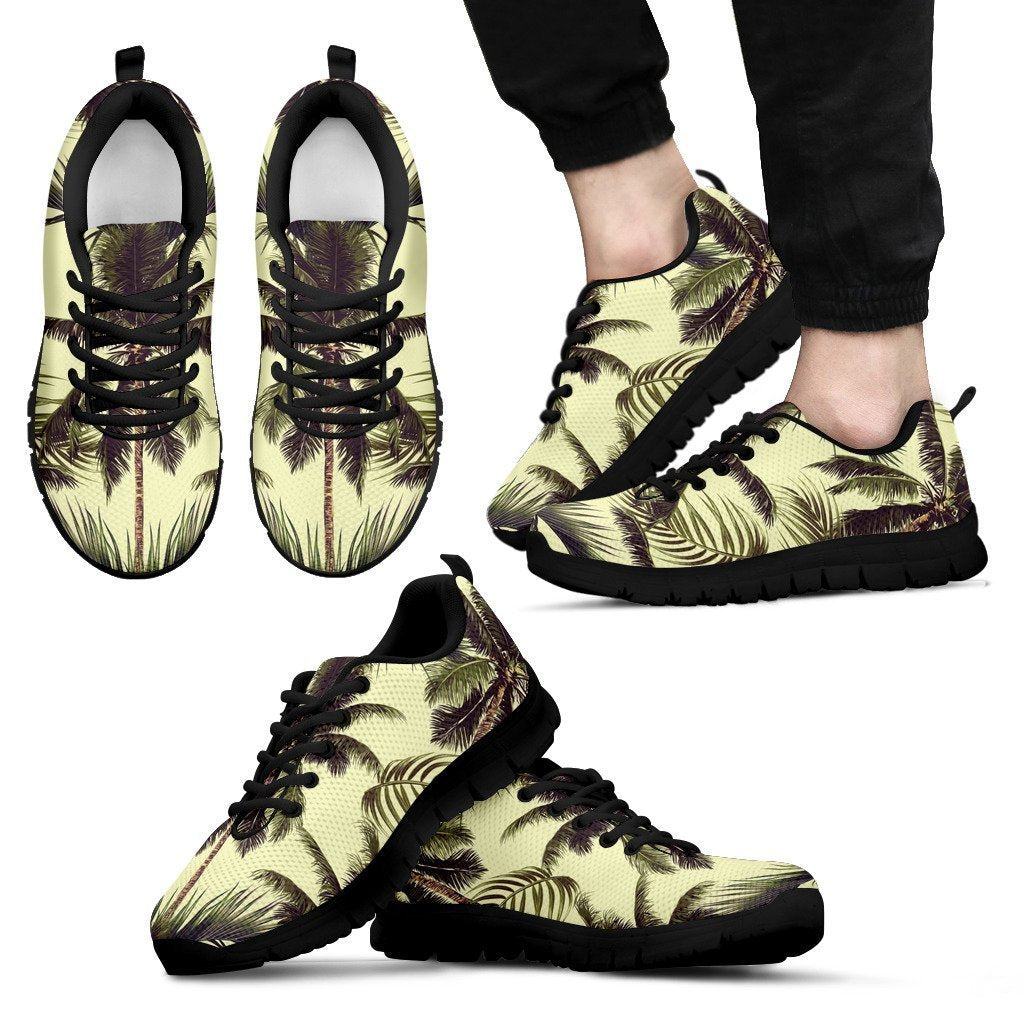 Vintage Palm Tree Pattern Print Men's Sneakers