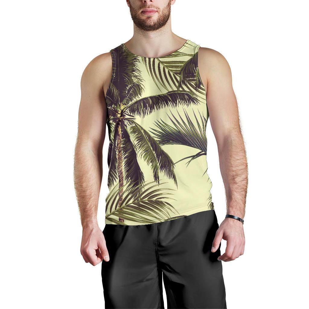 Vintage Palm Tree Pattern Print Men's Tank Top