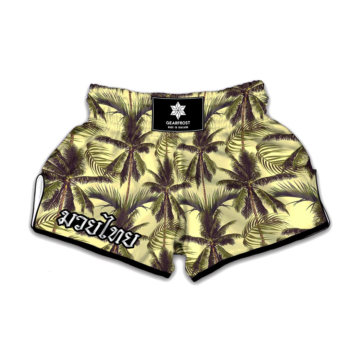 Vintage Palm Tree Pattern Print Muay Thai Boxing Shorts