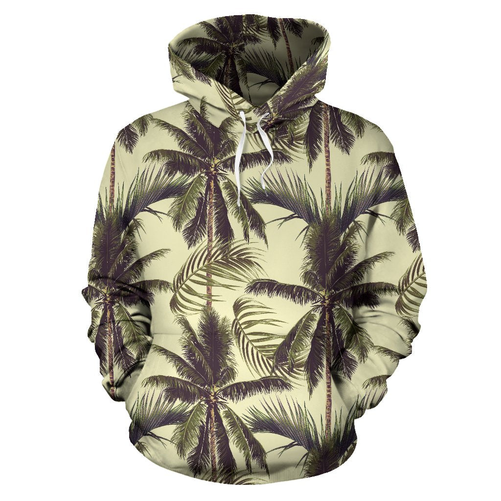 Vintage Palm Tree Pattern Print Pullover Hoodie