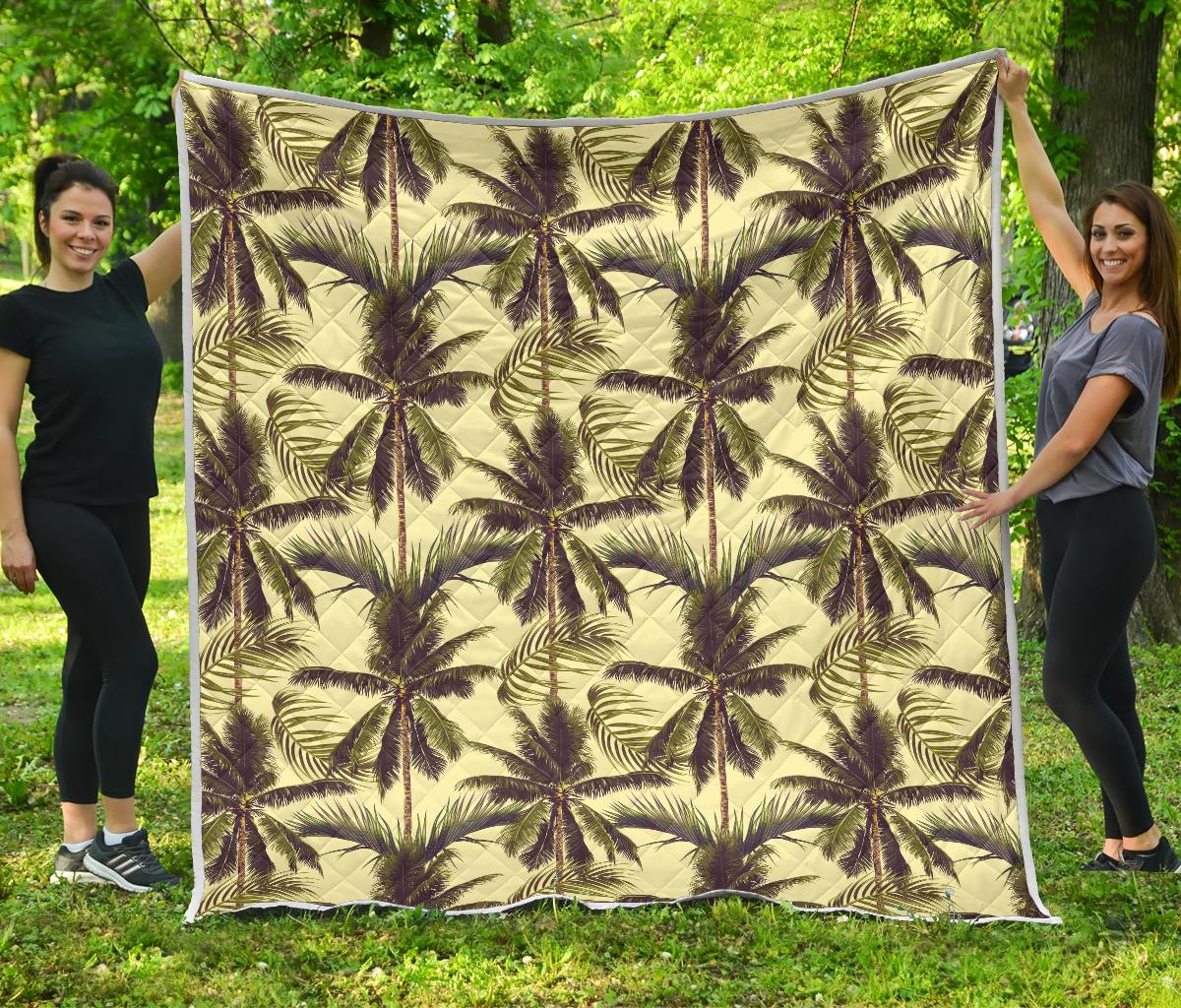 Vintage Palm Tree Pattern Print Quilt