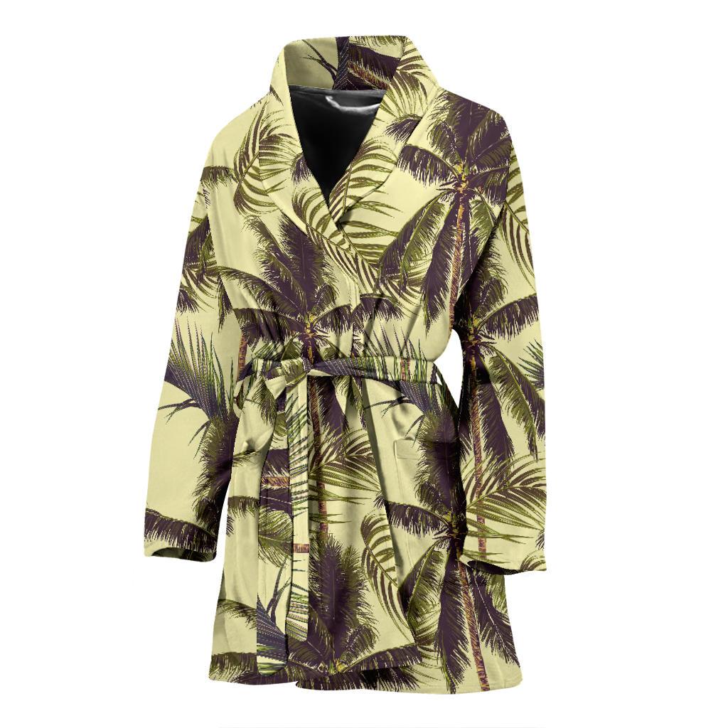 Vintage Palm Tree Pattern Print Women's Bathrobe