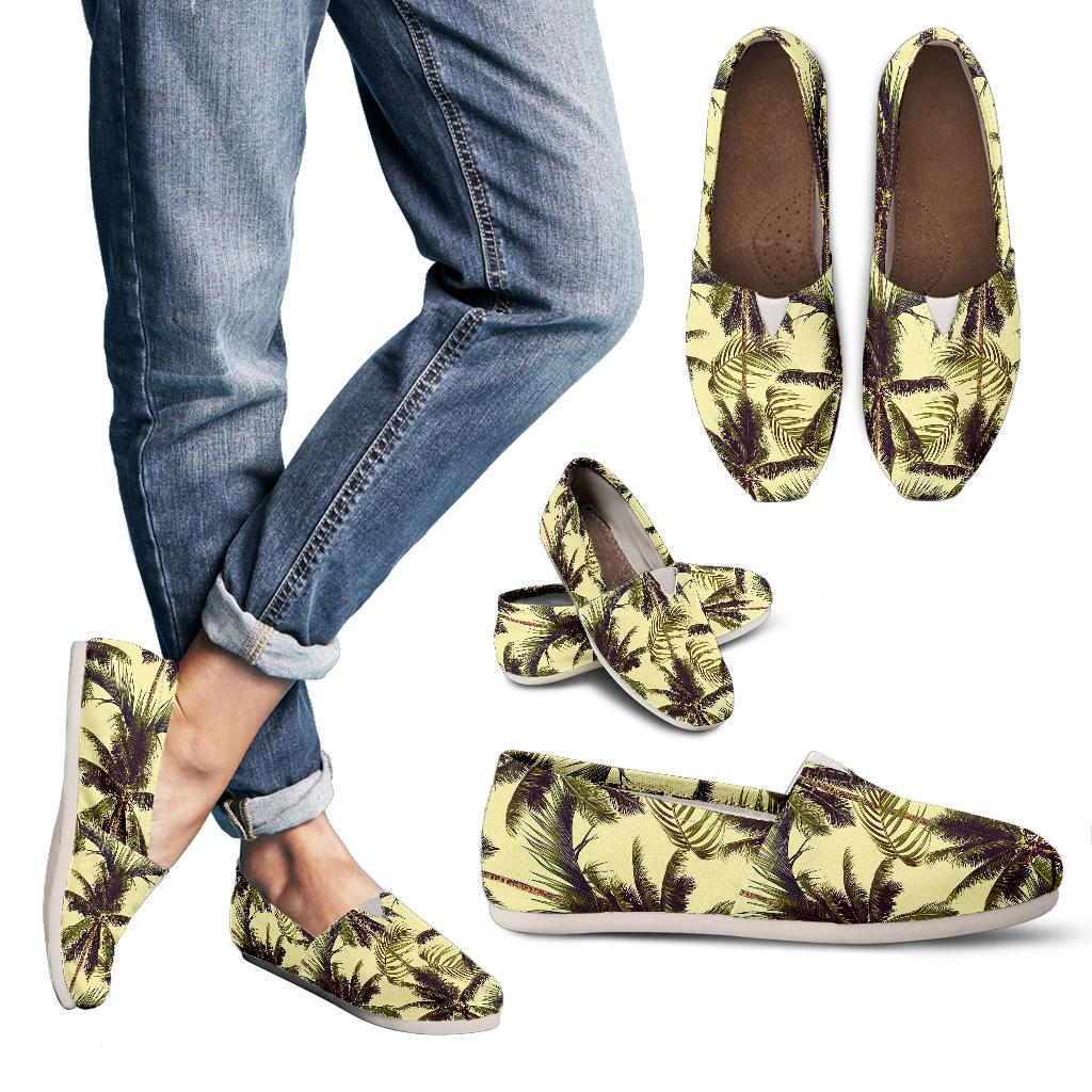 Vintage Palm Tree Pattern Print Women's Casual Canvas Shoes