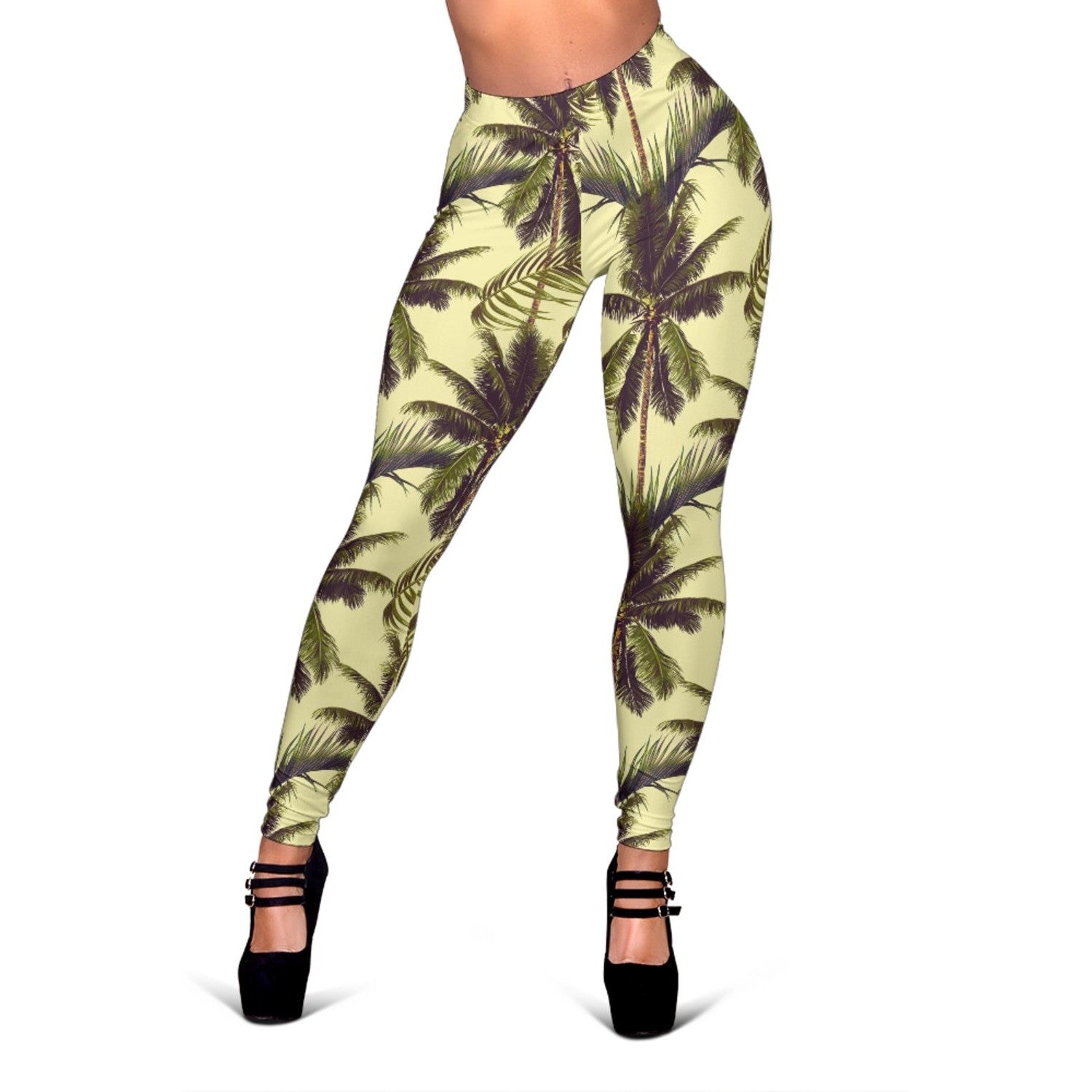 Vintage Palm Tree Pattern Print Women's Leggings