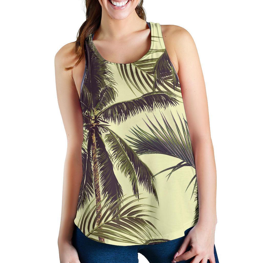 Vintage Palm Tree Pattern Print Women's Racerback Tank Top