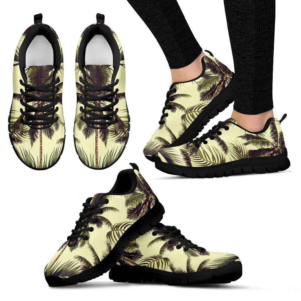 Vintage Palm Tree Pattern Print Women's Sneakers