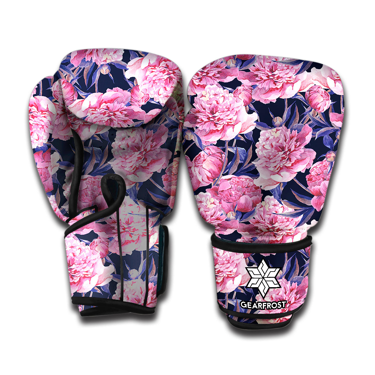 Vintage Pink Peony Floral Print Boxing Gloves