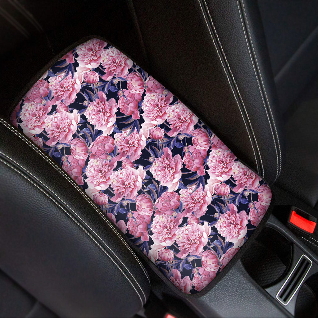 Vintage Pink Peony Floral Print Car Center Console Cover