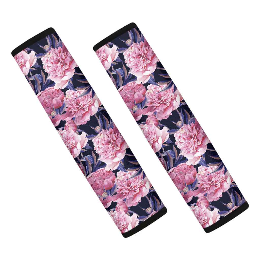 Vintage Pink Peony Floral Print Car Seat Belt Covers