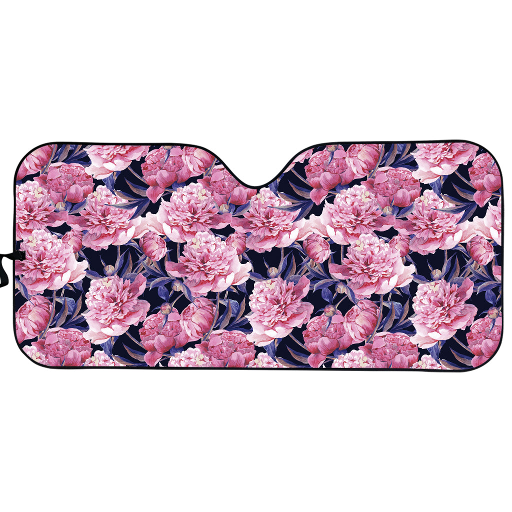 Vintage Pink Peony Floral Print Car Sun Shade