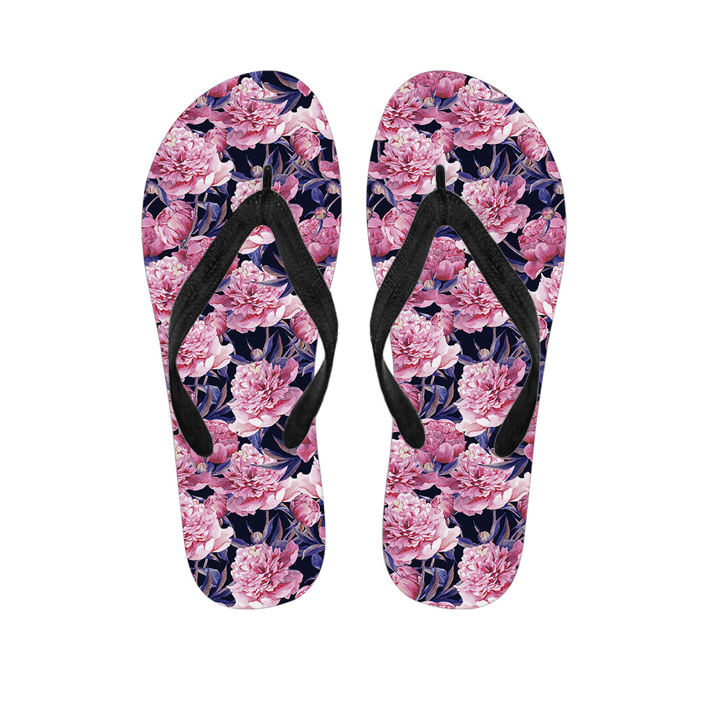 Vintage Pink Peony Floral Print Flip Flops