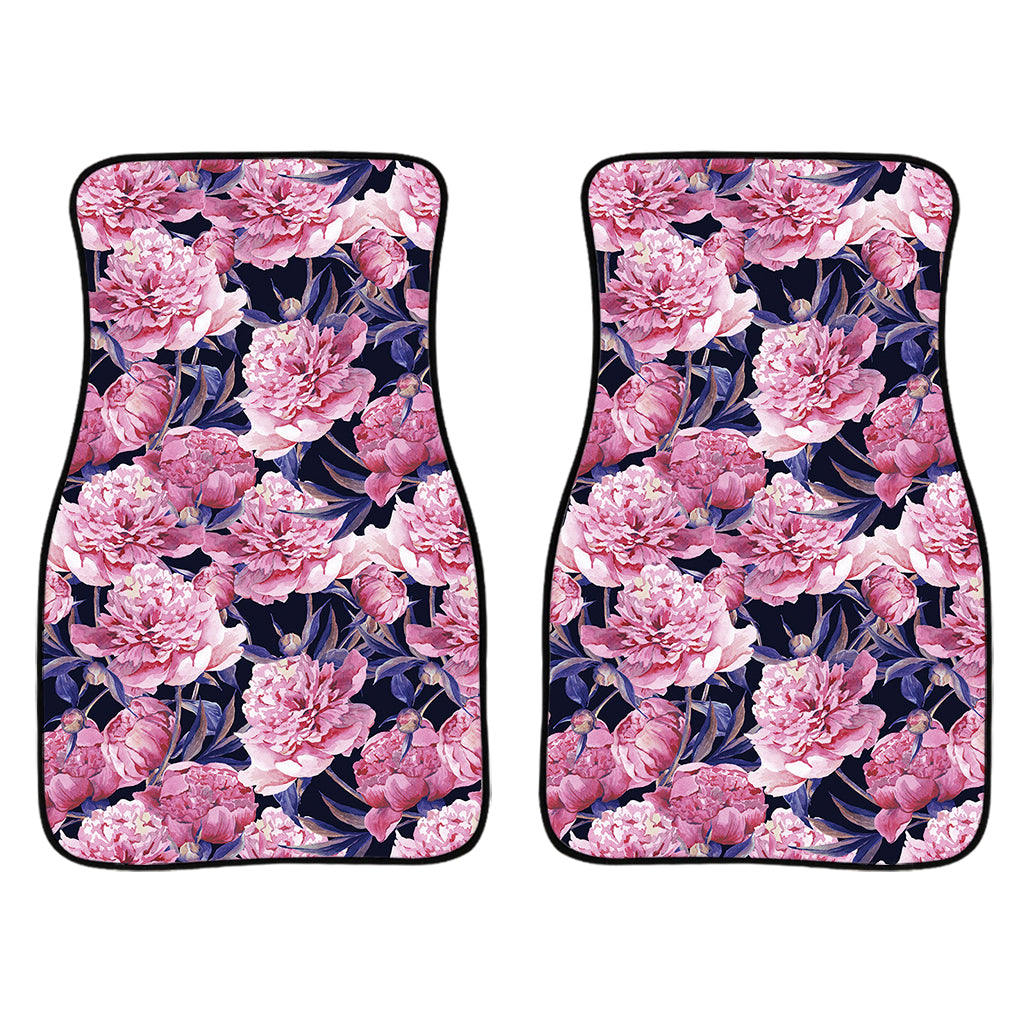 Vintage Pink Peony Floral Print Front Car Floor Mats