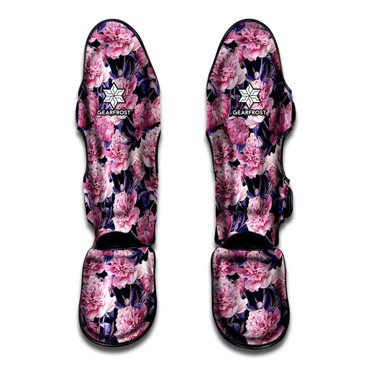 Vintage Pink Peony Floral Print Muay Thai Shin Guards