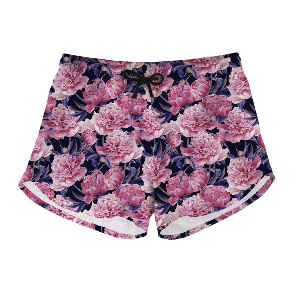 Vintage Pink Peony Floral Print Women's Shorts