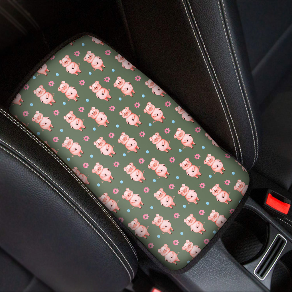 Vintage Pink Pig Pattern Print Car Center Console Cover