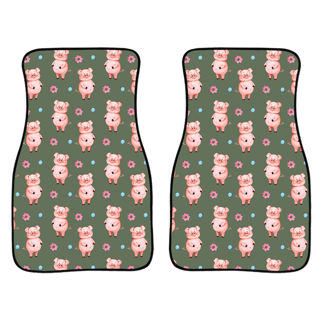 Vintage Pink Pig Pattern Print Front Car Floor Mats