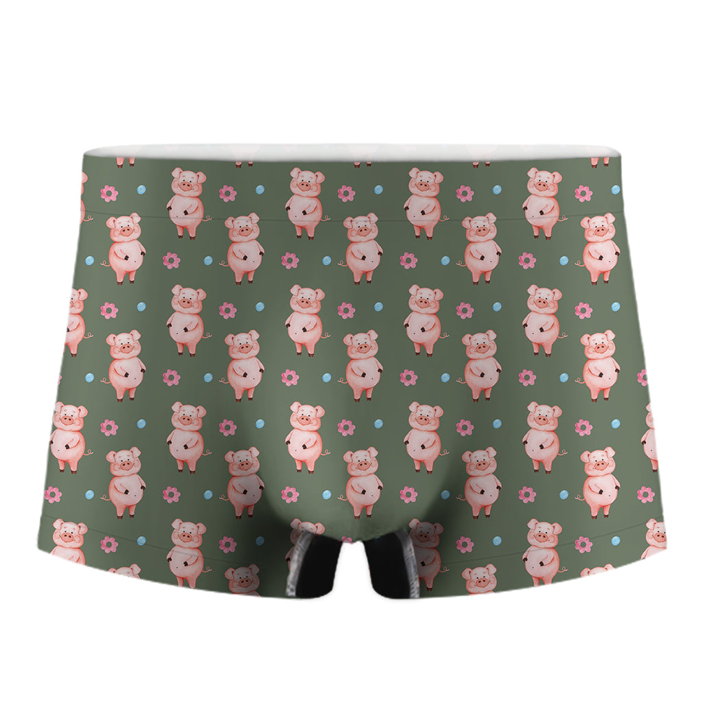 Vintage Pink Pig Pattern Print Men's Boxer Briefs