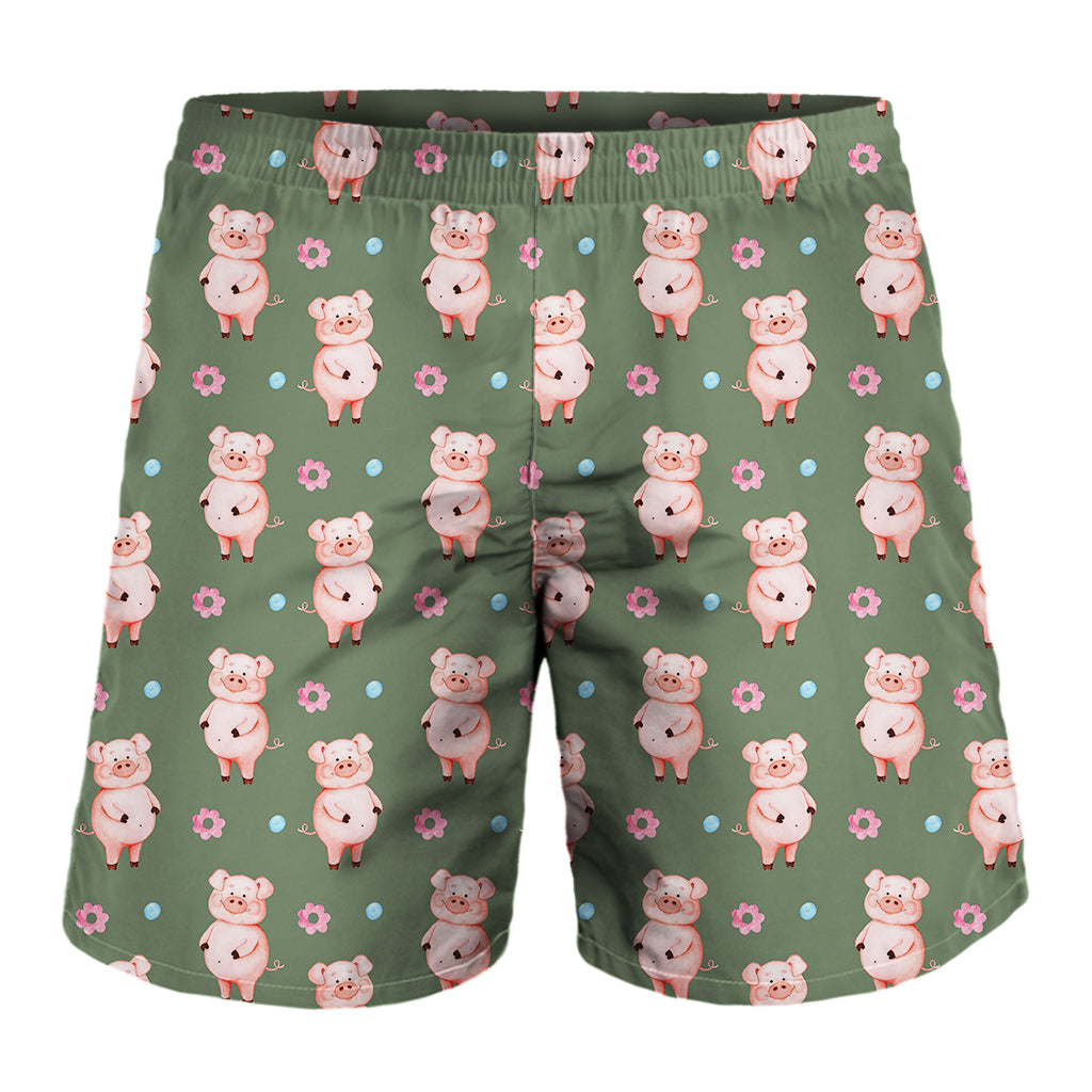 Vintage Pink Pig Pattern Print Men's Shorts