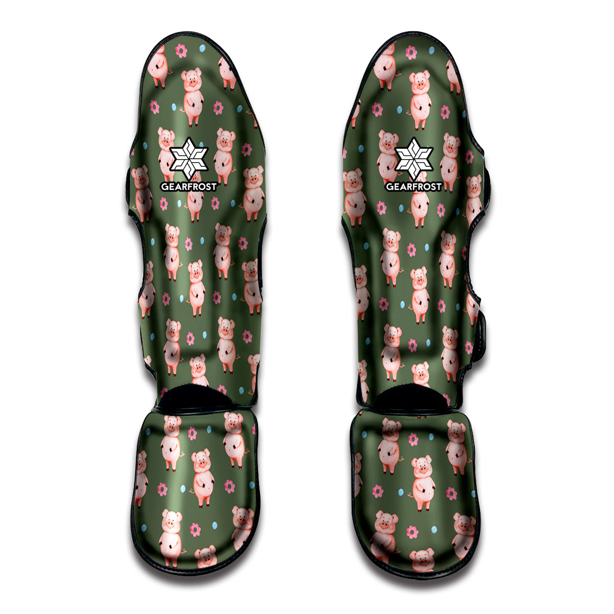 Vintage Pink Pig Pattern Print Muay Thai Shin Guards