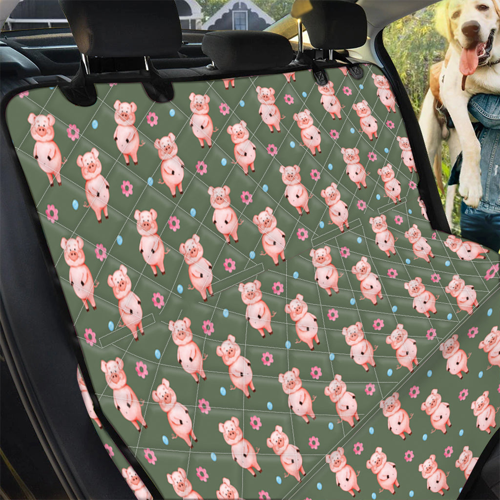 Vintage Pink Pig Pattern Print Pet Car Back Seat Cover