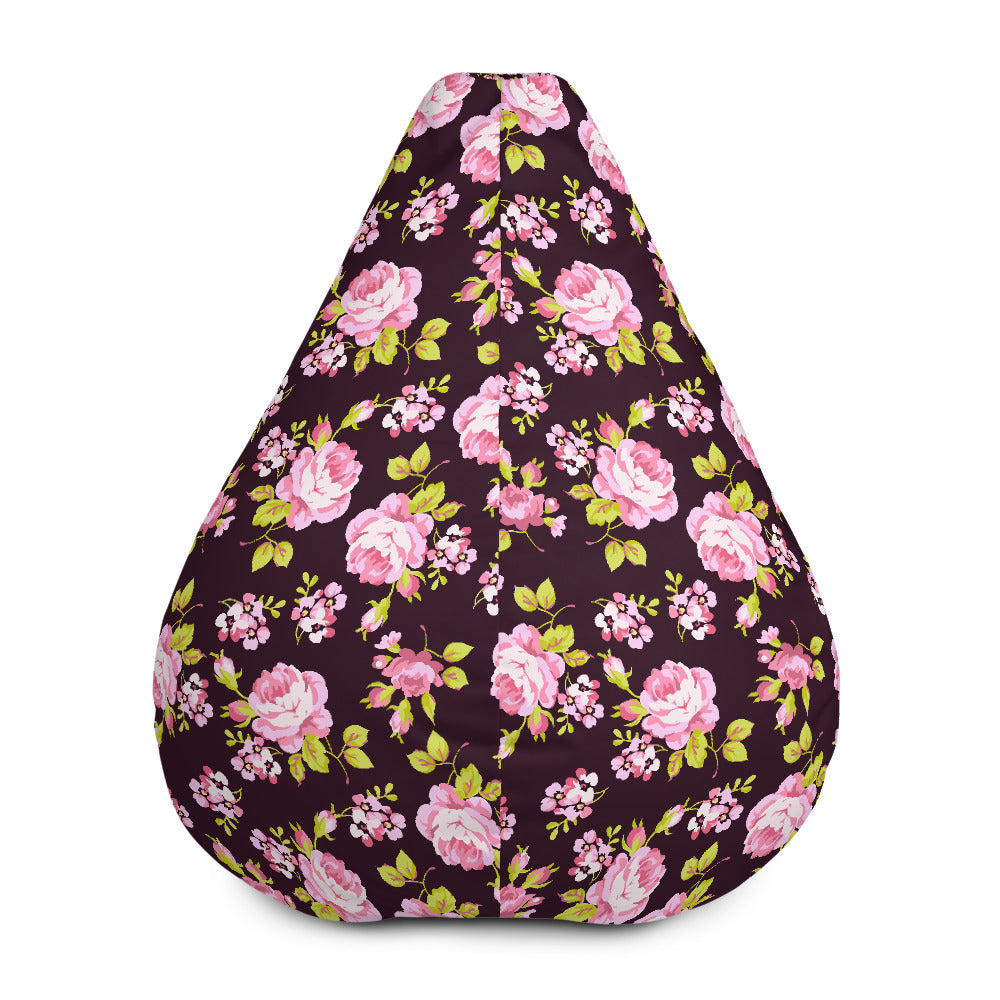 Vintage Pink Rose Floral Pattern Print Bean Bag Cover