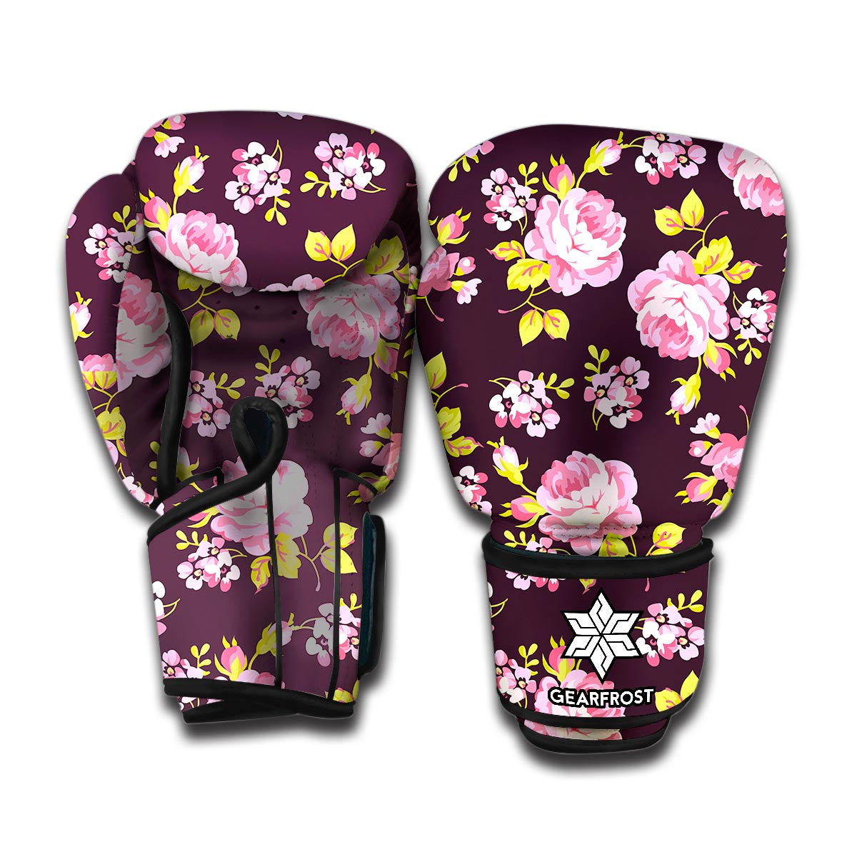 Vintage Pink Rose Floral Pattern Print Boxing Gloves