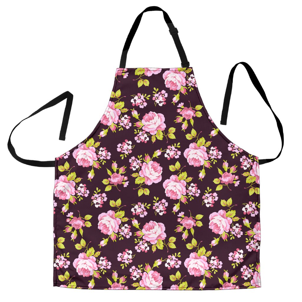 Vintage Pink Rose Floral Pattern Print Men's Apron