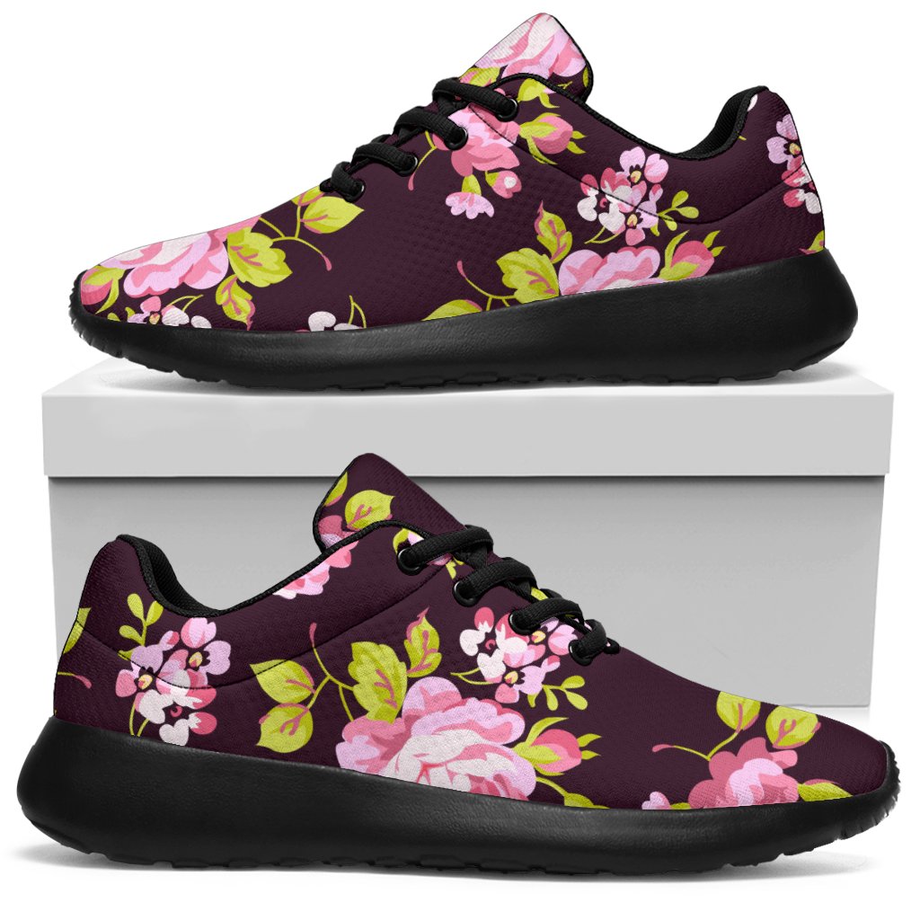 Vintage Pink Rose Floral Pattern Print Sport Sneakers