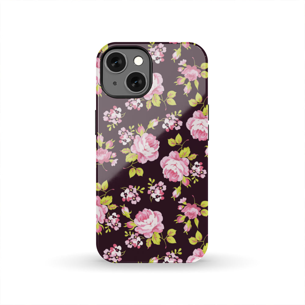 Vintage Pink Rose Floral Pattern Print Tough Phone Case