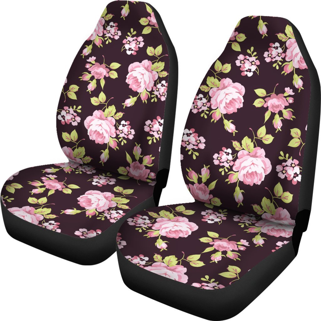 Vintage Pink Rose Floral Pattern Print Universal Fit Car Seat Covers