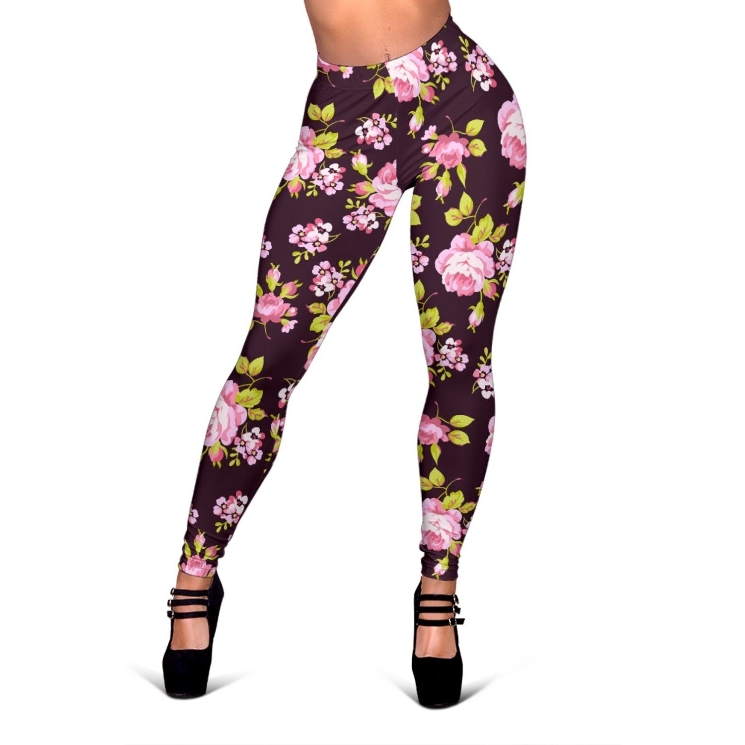 Vintage Pink Rose Floral Pattern Print Women's Leggings