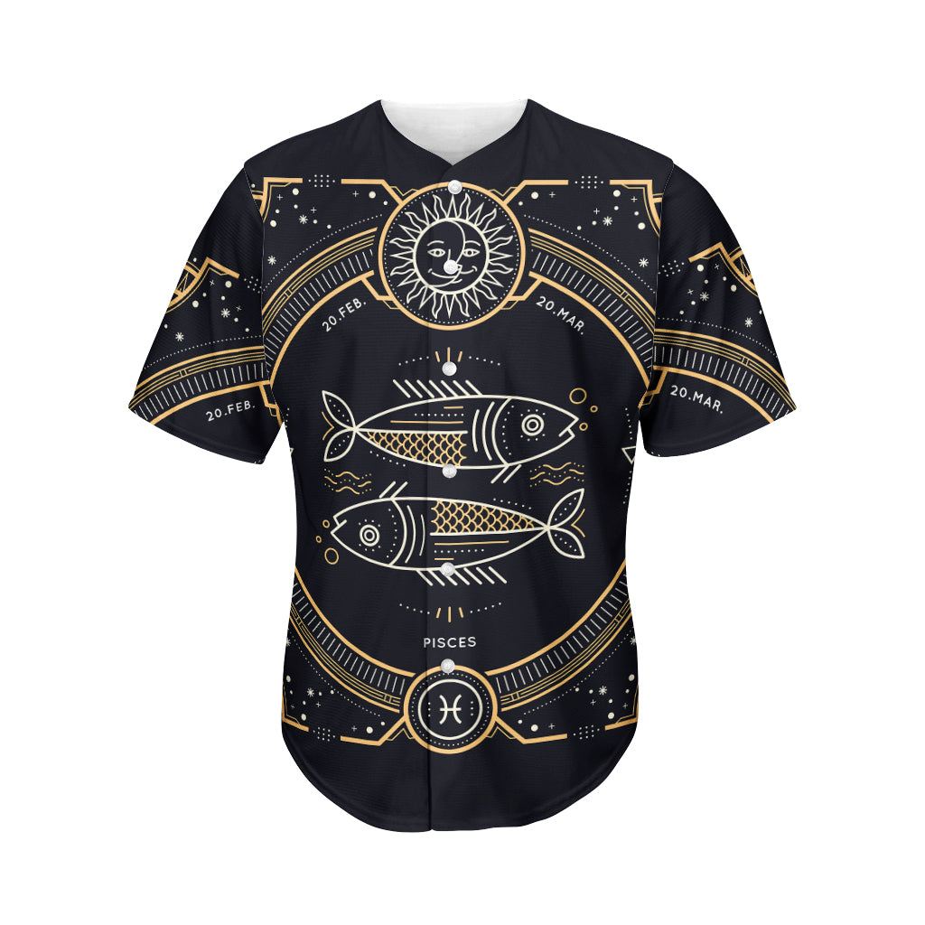 Vintage Pisces Zodiac Sign Print Men's Baseball Jersey