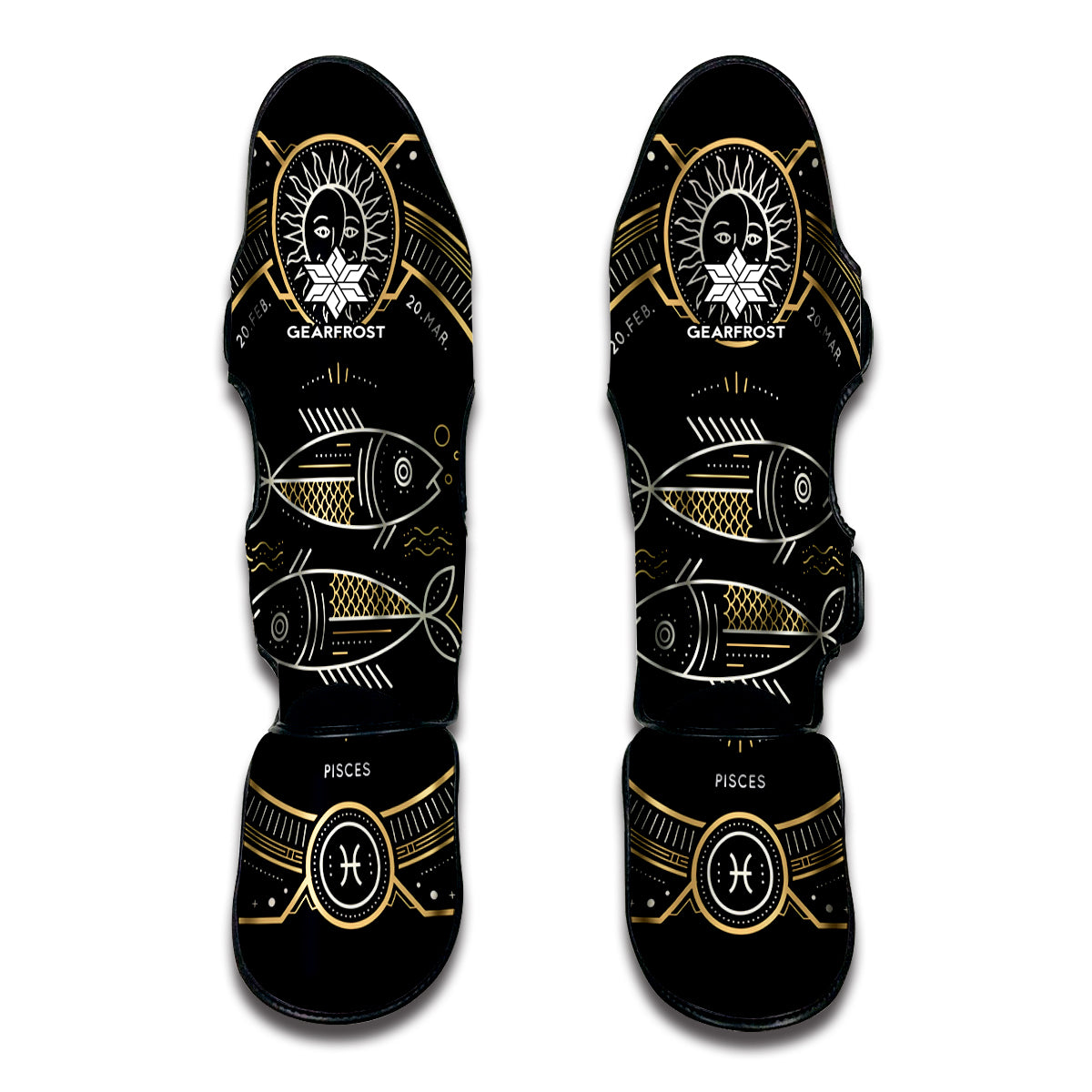 Vintage Pisces Zodiac Sign Print Muay Thai Shin Guards