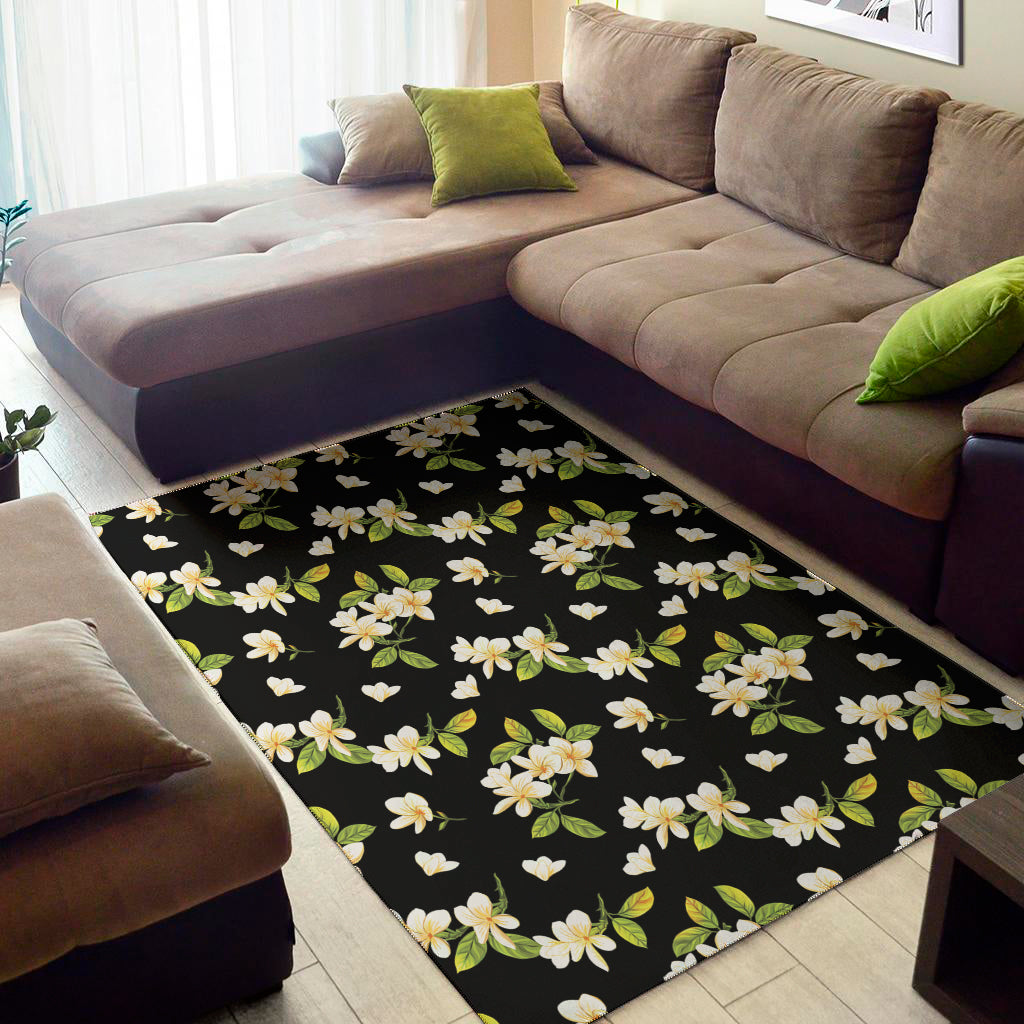 Vintage Plumeria Flower Pattern Print Area Rug