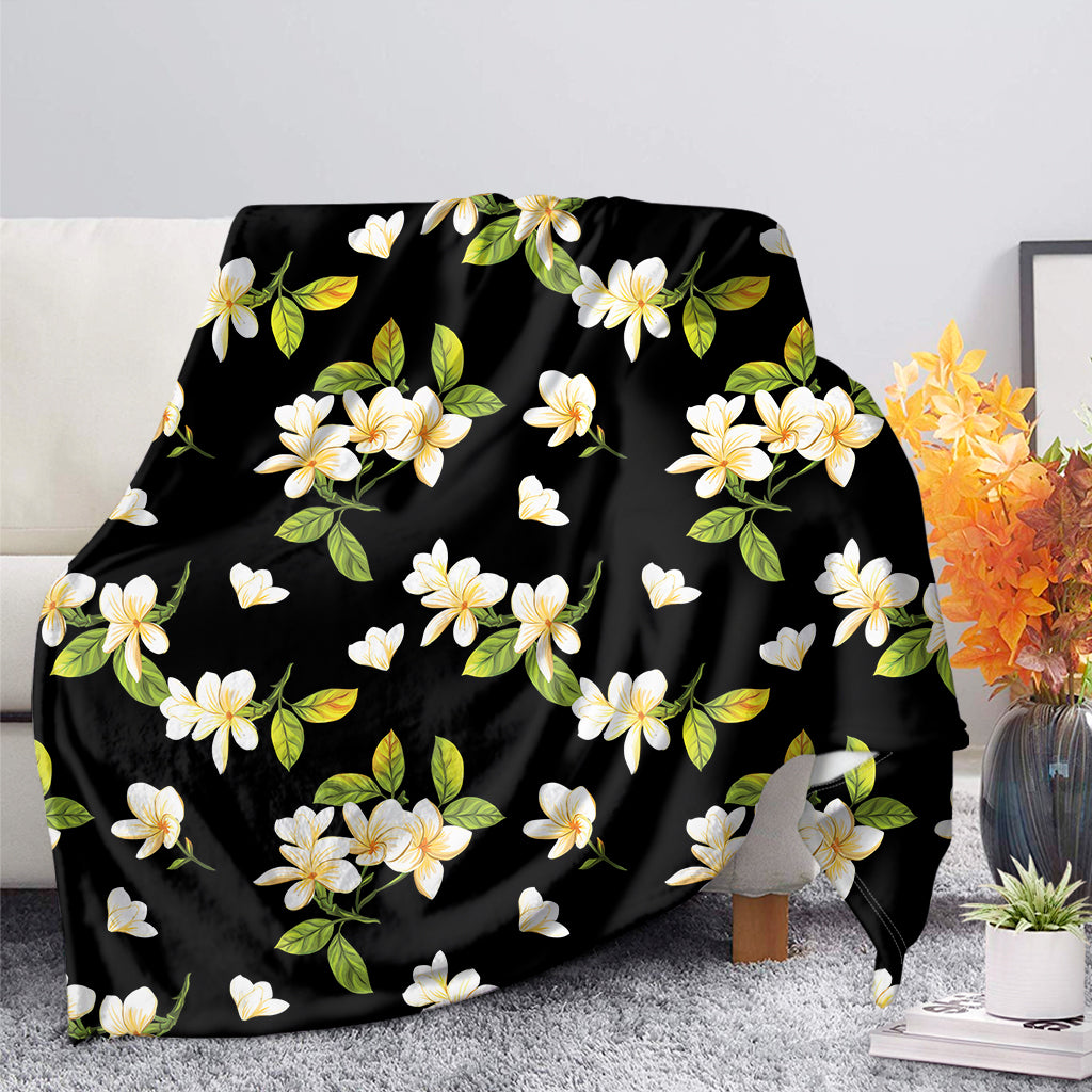 Vintage Plumeria Flower Pattern Print Blanket