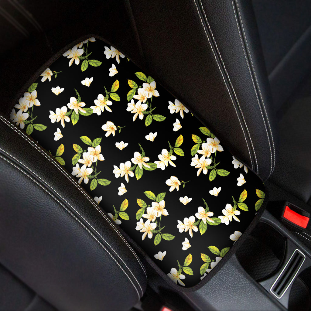 Vintage Plumeria Flower Pattern Print Car Center Console Cover