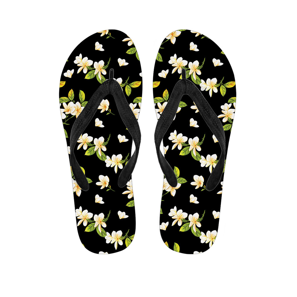 Vintage Plumeria Flower Pattern Print Flip Flops