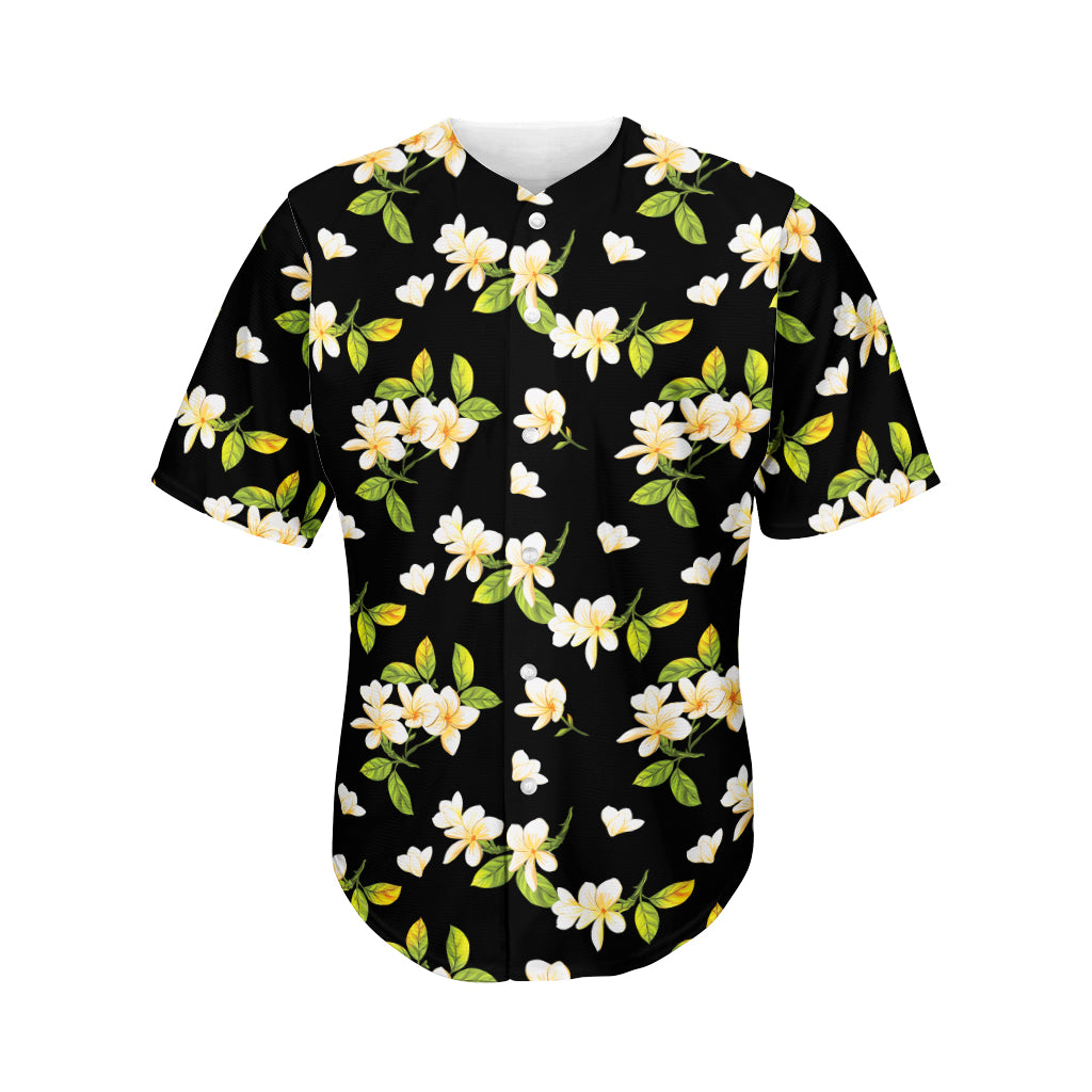 Vintage Plumeria Flower Pattern Print Men's Baseball Jersey