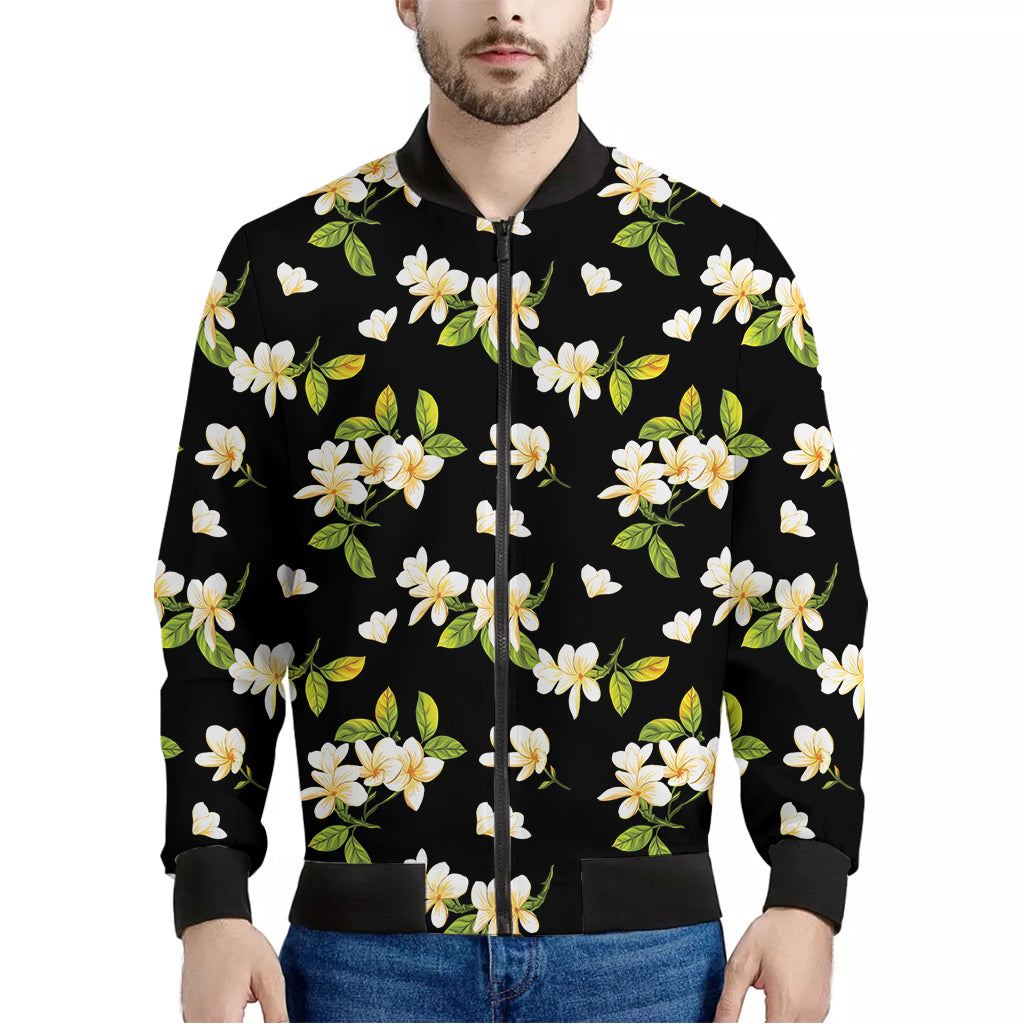 Vintage Plumeria Flower Pattern Print Men's Bomber Jacket