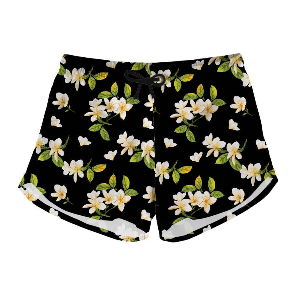 Vintage Plumeria Flower Pattern Print Women's Shorts