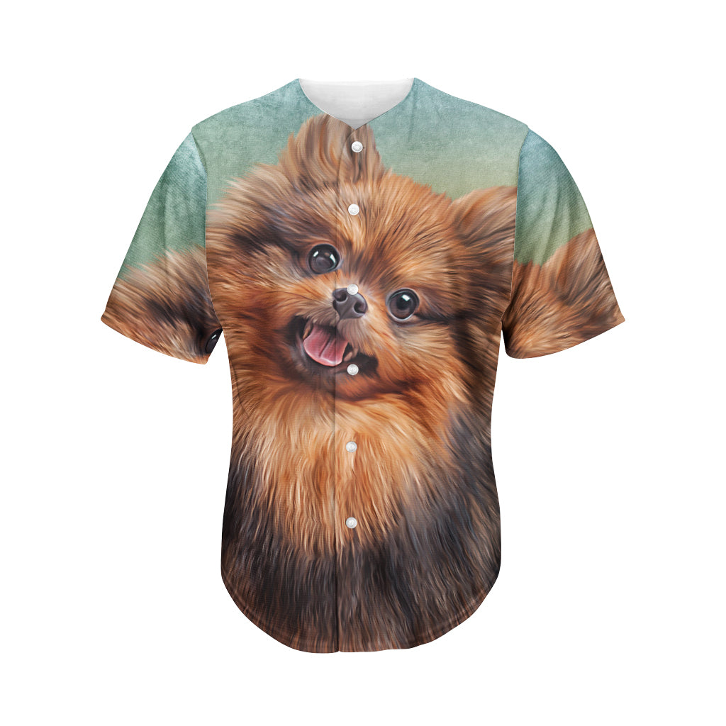 Vintage Pomeranian Portrait Men's Baseball Jersey