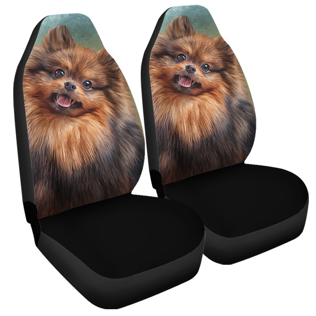 Vintage Pomeranian Portrait Universal Fit Car Seat Covers