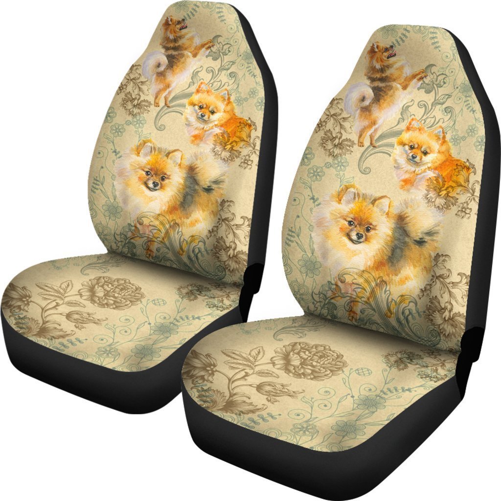 Vintage Pomeranian Universal Fit Car Seat Covers